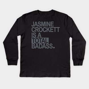 Jasmine Crockett is a total badass - gray box Kids Long Sleeve T-Shirt